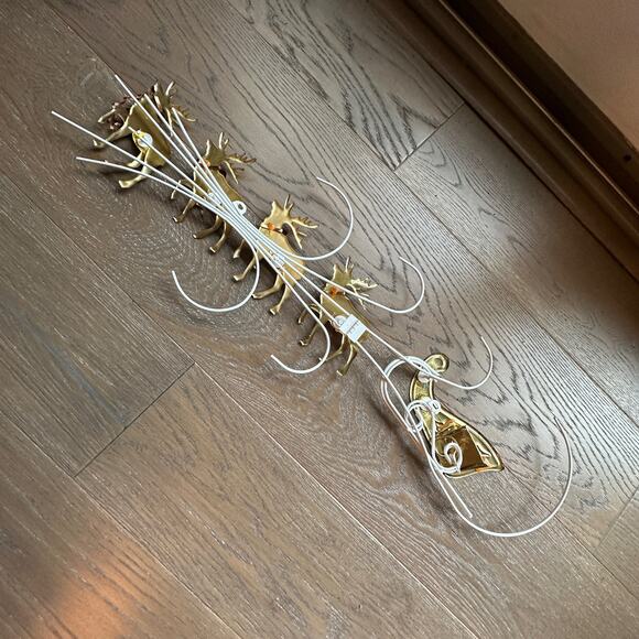 Vintage Metal Santa, Reindeer with Bows and Sleigh Holiday Home Decor - Picture 5 of 7